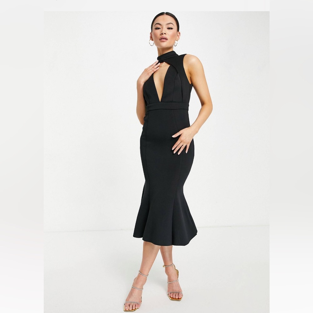 ASOS Sexy Cutout Black Midi Dress